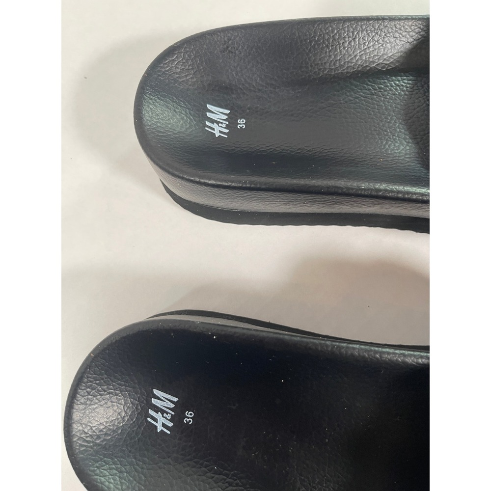 HM Black Braided Puffy Strap Platform Slide Sandals Womens Size 36 US 6 - Picture 8 of 12